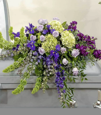 Purple and Green Casket Spray