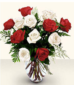Red and White Rose Bouquet